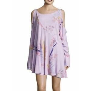 Free People Clear Skies Cold Shoulder Tunic Dress M Lilac Floral Print